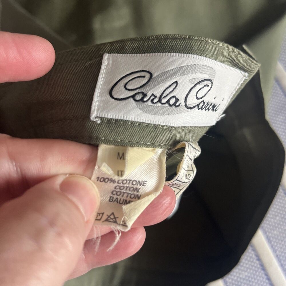 Carla Carini Pencil Skirt Size S Olive Green Mid Length Career Classic Designer - Picture 7 of 7